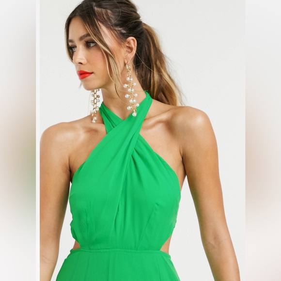 Green ASOS brand dress with neck opening new with tags - Picture 2 of 6